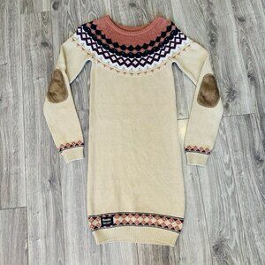 Hooke Knit Sweater‎ Dress Teens Size 14 Long Sleeve Elbow Patches Norway Nordic